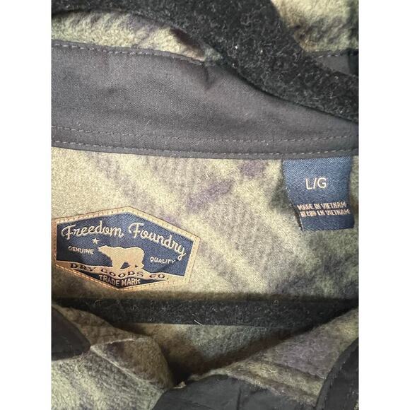 Mens Flannel Shirt, Freedom Foundry, Green/Black, Button Up, NWT, Large - Picture 4 of 7